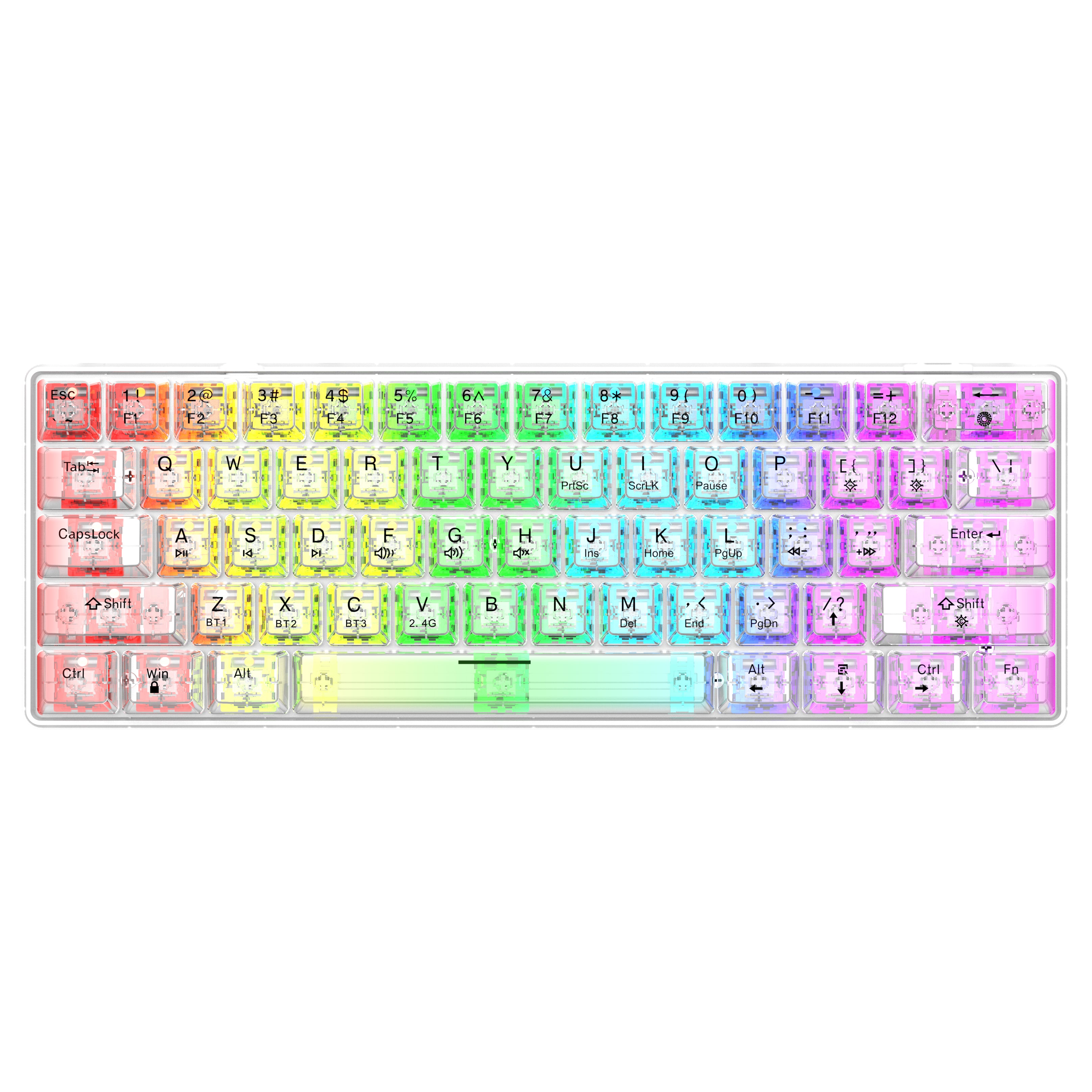 ANEEX BKB610 Ice-Clear Full Transparent Tri-Mode Mechanical Keyboard