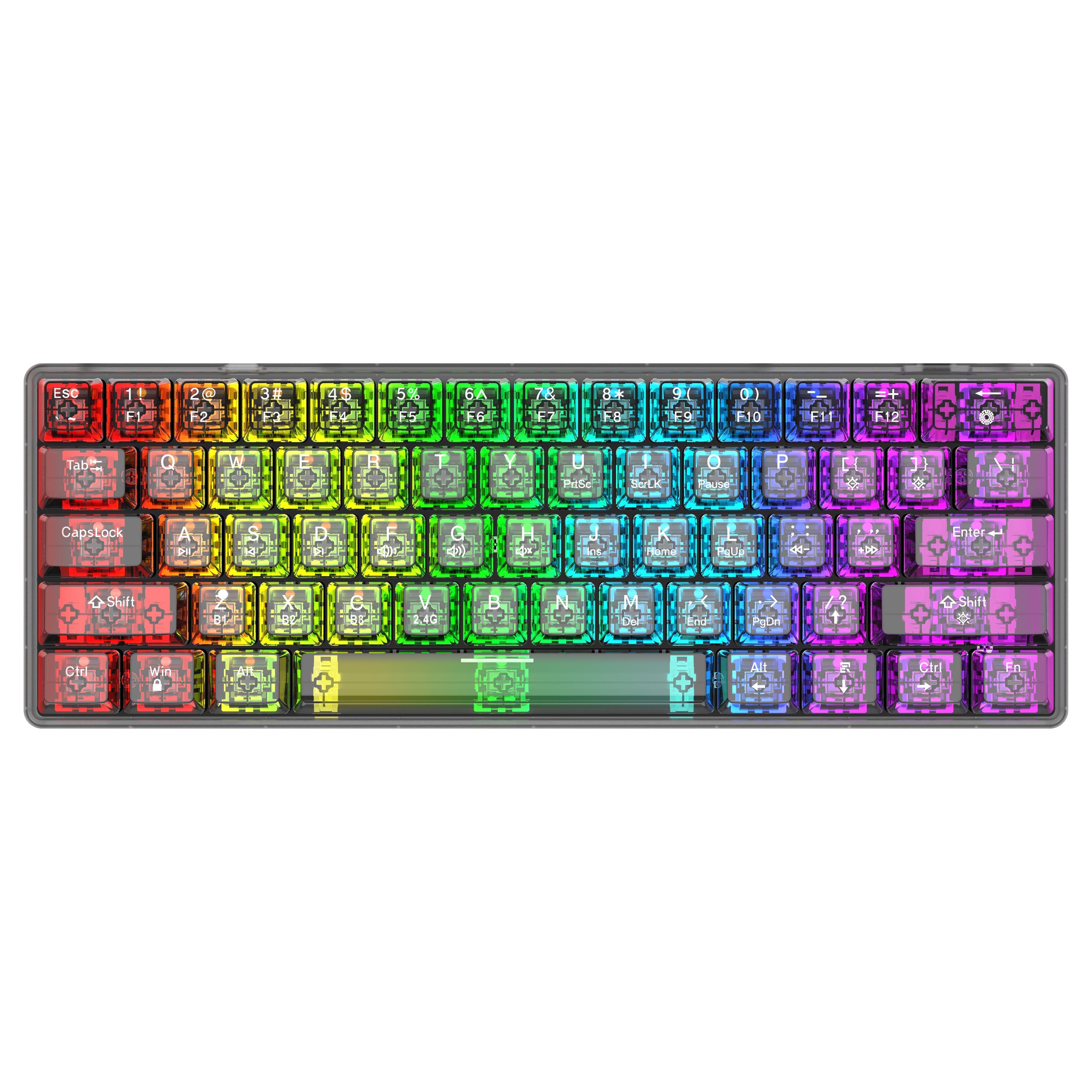 ANEEX BKB610 Ice-Clear Full Transparent Tri-Mode Mechanical Keyboard