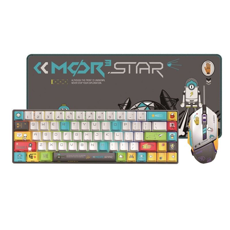 ANEEX KMP03 Wired 3-in-1 Gaming Combo with 68-Key Mechanical Keyboard, Mouse and Mouse Pad